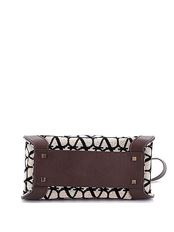 Valentino Garavani VLogo Shopper Tote Toile Iconograph Fabric with Leather Small (view 2)
