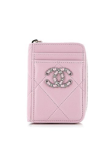 Chanel 19 Card Holder Zip Coin Purse Quilted Lambskin (view 1)