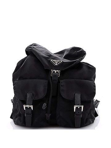 Prada Vela Double Front Pocket Backpack Tessuto with Saffiano Leather Medium (view 1)
