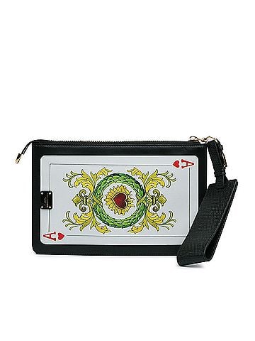 Dolce & Gabbana Printed Calfskin Playing Card Wristlet Clutch (view 1)