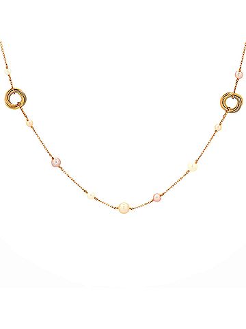 Cartier Trinity Station Long Necklace 18K Tricolor Gold with Pearls (view 1)