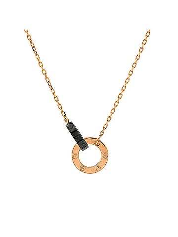 Cartier Love 3 Diamonds Interlocking Necklace 18K Rose Gold with Ceramic and Diamonds (view 1)