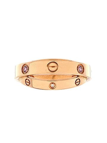 Cartier Love Double Ring 18K Rose Gold with Pink Sapphires and Diamonds (view 2)