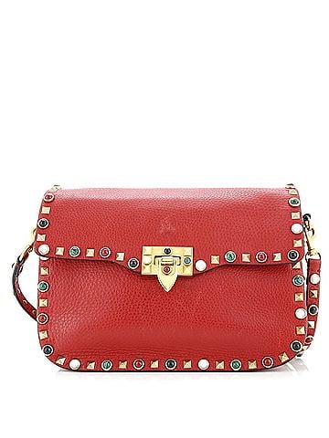 Valentino Garavani Rolling Rockstud Crossbody Bag Leather with Cabochons Medium (view 1)