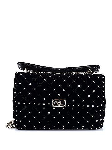 Valentino Garavani Rockstud Spike Flap Shoulder Bag Quilted Velvet Large (view 1)