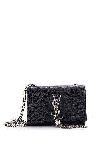 Saint Laurent Classic Monogram Tassel Crossbody Bag Crocodile Embossed Leather Small (view 1)