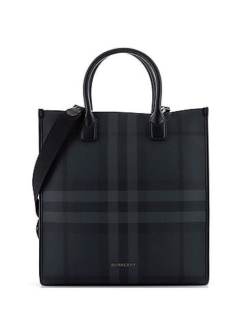 Burberry Convertible Tote London Check Coated Canvas with Leather Medium (view 1)