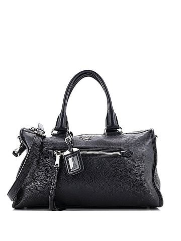 Prada Front Zip Convertible Satchel Vitello Phenix Medium (view 1)