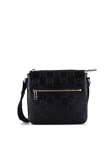 Gucci Front Zip Messenger GG Embossed Perforated Leather Small (view 1)