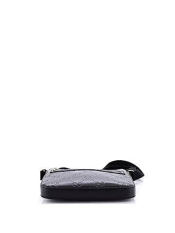 Gucci Front Zip Messenger GG Embossed Perforated Leather Small (view 2)
