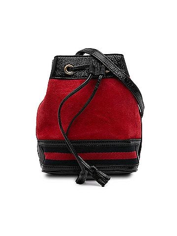 Gucci Mini Suede and Patent Web Ophidia Bucket Bag (view 1)