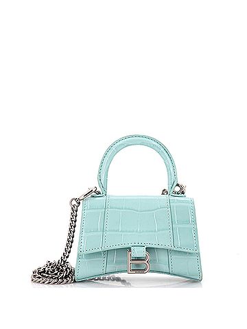 Balenciaga Hourglass Chain Top Handle Bag Crocodile Embossed Leather Mini (view 1)