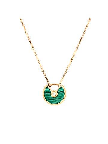 Cartier Amulette de Cartier Pendant Necklace 18K Rose Gold with Malachite and Diamond XS (view 1)