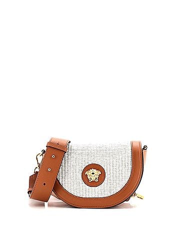Versace Medusa Saddle Crossbody Raffia and Leather Small (view 1)