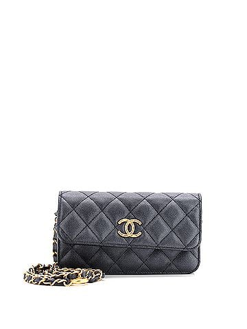 Chanel Quilted CC Toggle Phone Holder with Chain Quilted Iridescent Caviar (view 1)