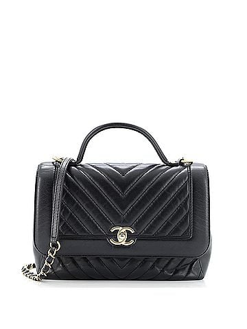 Chanel Top Handle Flap Bag Chevron Calfskin Small (view 1)