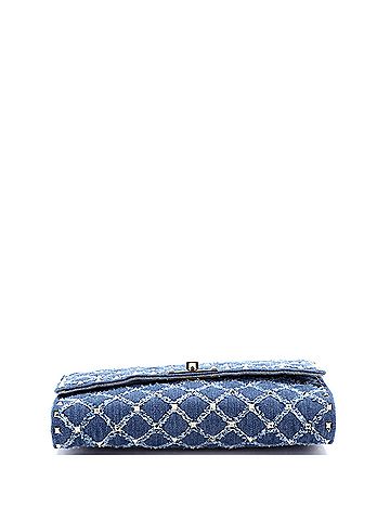 Valentino Garavani Rockstud Spike Wallet on Chain Quilted Denim Small (view 2)