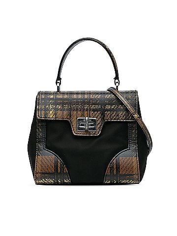Prada Tartan Saffiano Trimmed Tessuto Satchel (view 1)