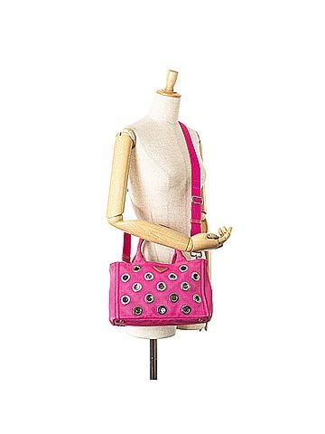 Prada Small Canvas Canapa Grommet Satchel (view 2)