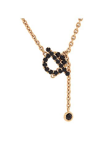 Hermès Finesse Lariat Pendant Necklace 18K Rose Gold and Black Spinels (view 1)