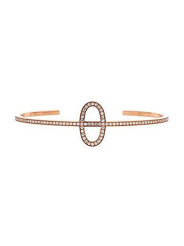 Hermès Chaine d'Ancre Contour Cuff Bracelet 18K Rose Gold with Diamonds (view 1)
