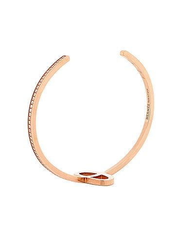 Hermès Chaine d'Ancre Contour Cuff Bracelet 18K Rose Gold with Diamonds (view 2)