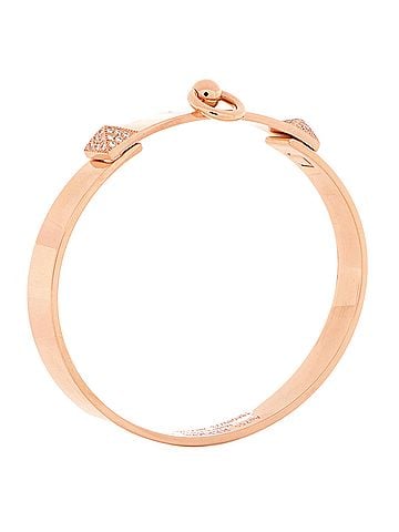 Hermès Collier de Chien Bracelet 18K Rose Gold with Pave Diamond Studs PM (view 2)