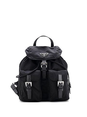 Prada Double Front Pocket Backpack Tessuto Small (view 1)