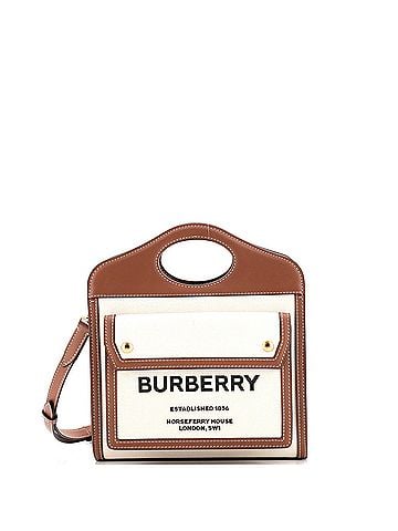 Burberry Logo Pocket Tote Canvas with Leather Mini (view 1)