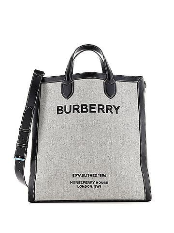 Burberry Kane Tote Horseferry Print Canvas with Leather Tall (view 1)