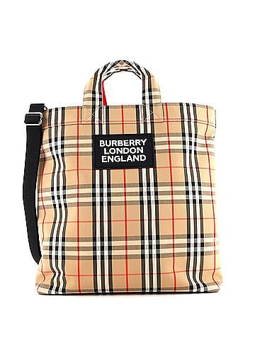 Burberry Artie Convertible Tote Bag Vintage Check Canvas (view 1)