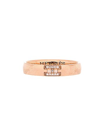 Hermès Ever Herakles Wedding Band Ring 18K Rose Gold with Diamonds (view 1)