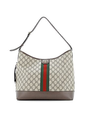Gucci Ophidia Open Bucket Bag GG Coated Canvas with Leather Medium (view 1)