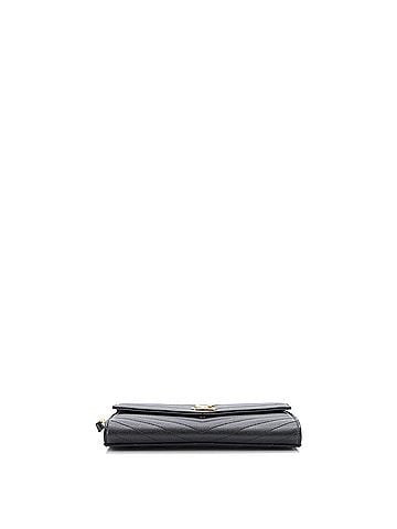 Saint Laurent Classic Monogram Envelope Wristlet Clutch Matelasse Chevron Leather (view 2)