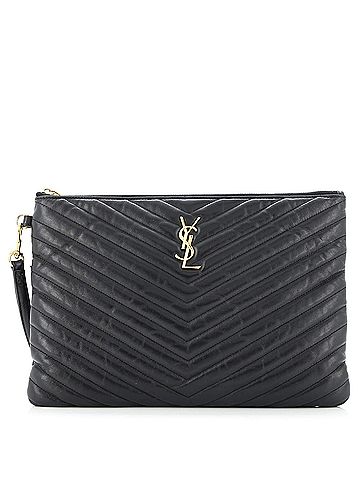 Saint Laurent Puffy Zip Pouch Patent Large (view 1)