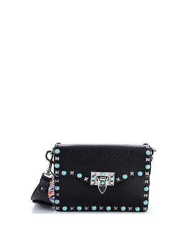 Valentino Garavani Rolling Rockstud Crossbody Bag Leather with Cabochons Small (view 1)