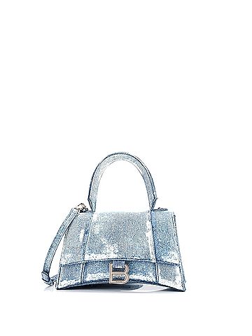 Balenciaga Hourglass Top Handle Bag Denim Printed Leather Small (view 1)