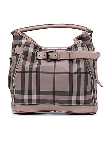 Burberry Medium Smoked Check Coated Canvas Walden Belted Hobo (view 1)