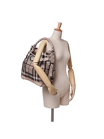 Burberry Medium Smoked Check Coated Canvas Walden Belted Hobo (view 2)