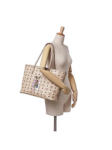 MCM Medium Visetos Rabbit Shopper Tote (view 2)