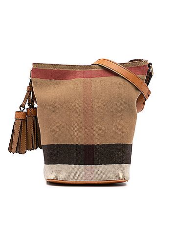 Burberry Mini Mega Check Canvas Ashby Tassel Bucket Bag (view 1)
