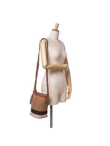 Burberry Mini Mega Check Canvas Ashby Tassel Bucket Bag (view 2)
