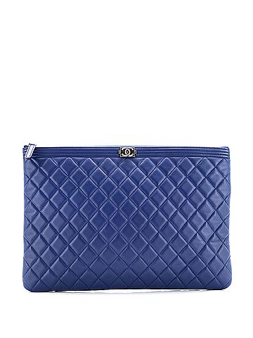 Chanel Boy O Case Clutch Quilted Lambskin Large (view 1)