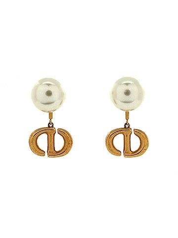 Christian Dior CD Tribales Stud Earrings Metal with Faux Pearls (view 2)