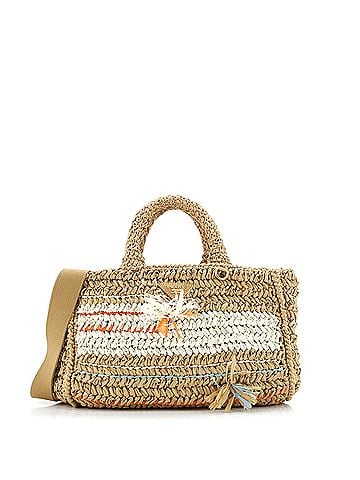 Prada Canapa Convertible Tote Raffia Crochet Small (view 1)