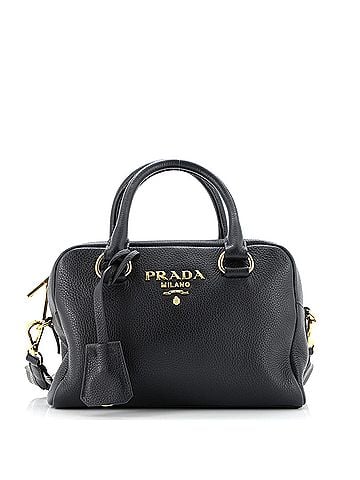Prada Striped Strap Convertible Bauletto Bag Vitello Phenix Small (view 1)
