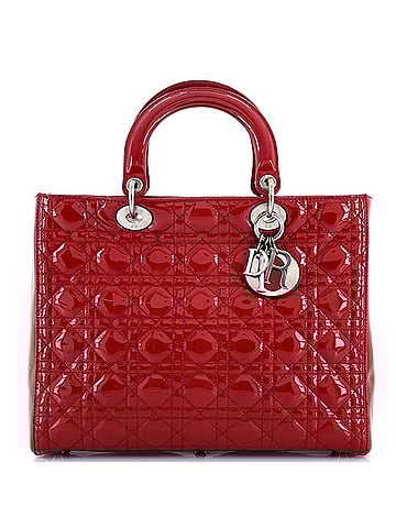 Christian Dior Lady Dior Bag Cannage Quilt Patent Large (view 1)