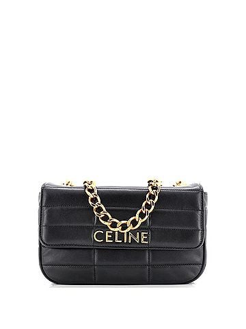 Céline Logo Chain Flap Bag Quilted Goatskin Small (view 1)