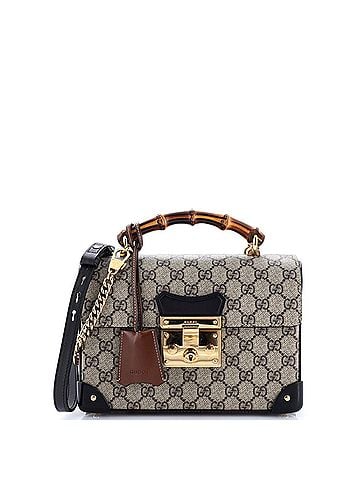 Gucci Padlock Bamboo Shoulder Bag GG Coated Canvas Small (view 1)