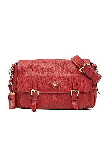 Prada Vitello Daino Double Buckle Messenger Bag (view 1)